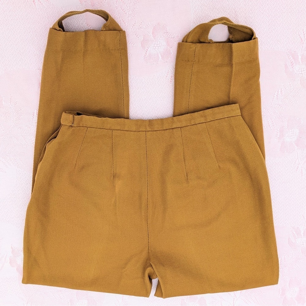 Vintage 60s Mustard Stirrup Pants Women's Small High Rise Trousers Ankle